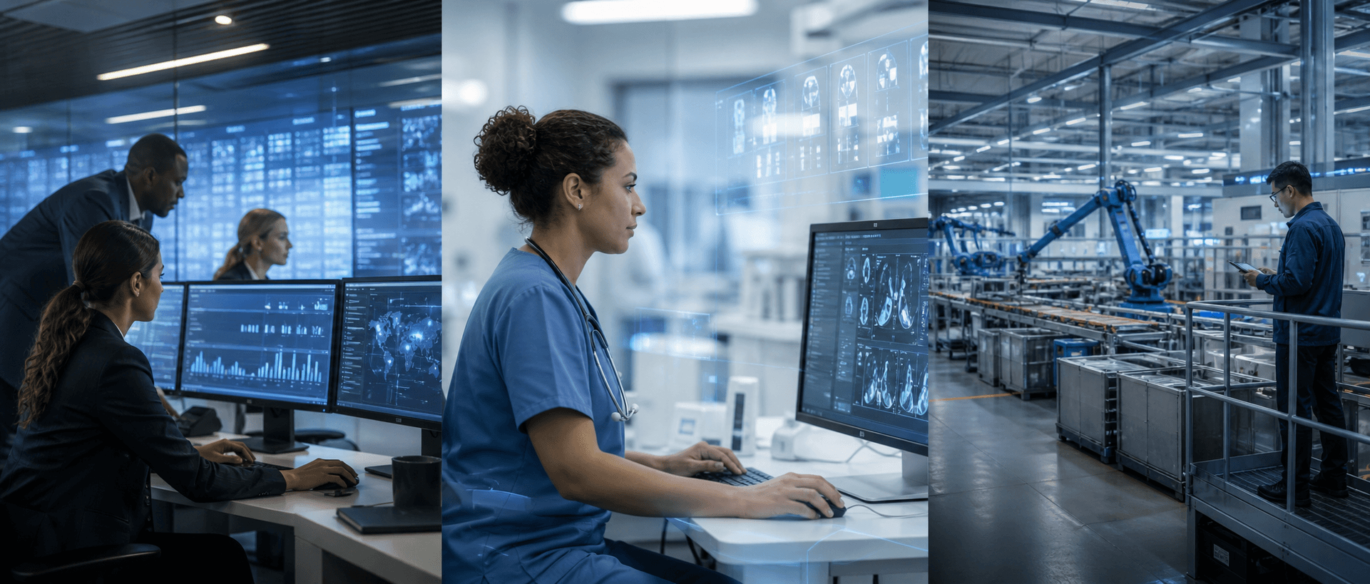 Enterprise teams working across finance, healthcare, and advanced manufacturing